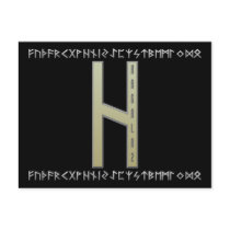 Hagalaz Rune gold Post Card