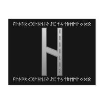 Hagalaz Rune grey Post Card