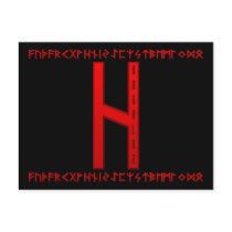 Hagalaz Rune red Postcards