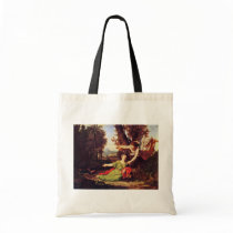 Hagar And Ishmael In The Desert By Colombel Nicola Canvas Bags