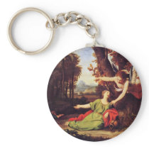 Hagar And Ishmael In The Desert By Colombel Nicola Keychain