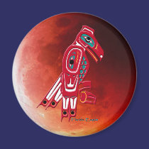 HAIDA EAGLE & RED MOON Native American Art Magnet magnets