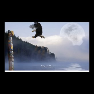 Haida Totem, Eagle & Super Moon Art Poster