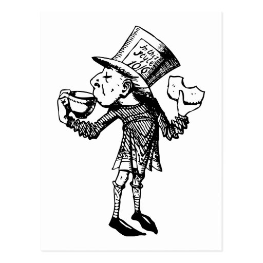 Haigha (Mad Hatter) Inked Black Postcards