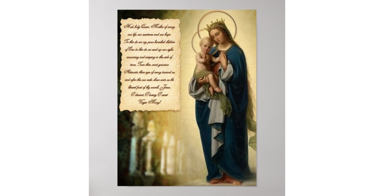 hail holy queen prayer poster zazzle grid paper designs