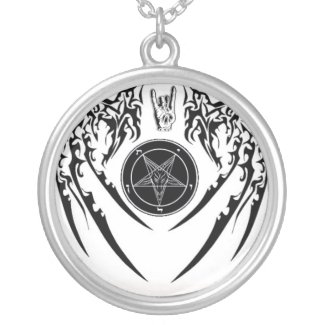 Hail Satan Baphomet Horns and Wings Necklace necklace