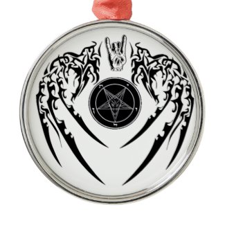 Hail Satan Baphomet Horns and Wings Ornament or P ornament