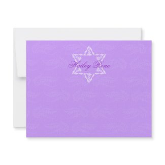 Hailey Bat Mitzvah Invitation Damask Thank You invitation