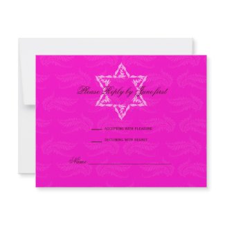 Hailey Bat Mitzvah Invitation with Damask RSVP invitation