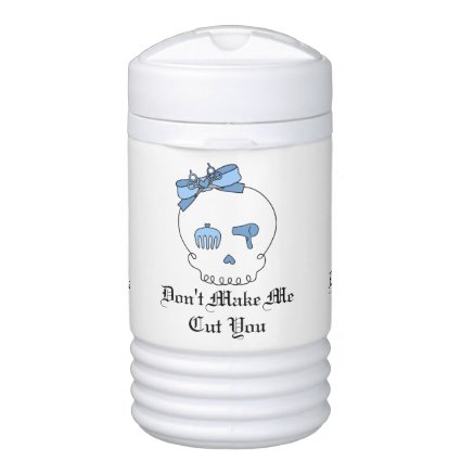 Hair Accessory Skull (Bow Detail Blue w/ Text) Igloo Beverage Cooler