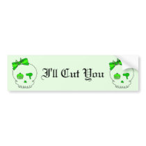 Hair Accessory Skull (Bow Detail - Lime Green #2) Bumper Sticker