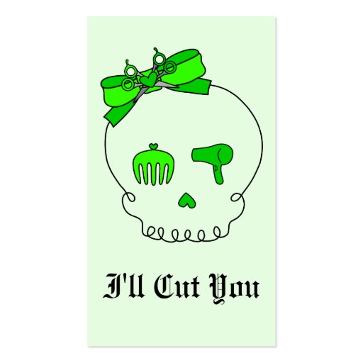 Hair Accessory Skull (Bow Detail - Lime Green #2) Business Cards