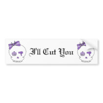 Hair Accessory Skull (Bow Detail - Purple) Bumper Sticker