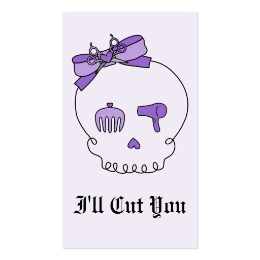 Hair Accessory Skull (Bow Detail - Purple w/ Back) Business Cards