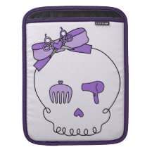 Hair Accessory Skull (Bow Detail - Purple w/ Back) Sleeve For iPads