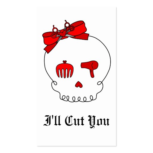 Hair Accessory Skull (Bow Detail - Red) Business Card (front side)
