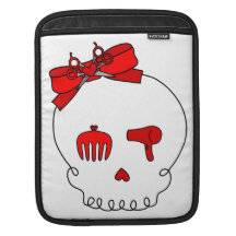 Hair Accessory Skull (Bow Detail - Red) iPad Sleeves