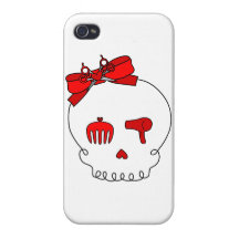 Hair Accessory Skull (Bow Detail - Red) iPhone 4 Cases
