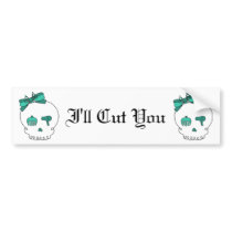 Hair Accessory Skull (Bow Detail - Turquoise) Bumper Sticker