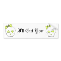 Hair Accessory Skull (Bow Detail - Yellow) Bumper Stickers