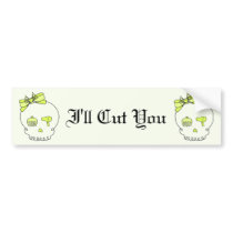 Hair Accessory Skull (Bow Detail - Yellow w/ Back) Bumper Sticker