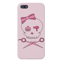 Hair Accessory Skull & Scissor Crossbones (Pink) Covers For iPhone 5