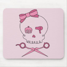 Hair Accessory Skull & Scissor Crossbones (Pink) Mousepad