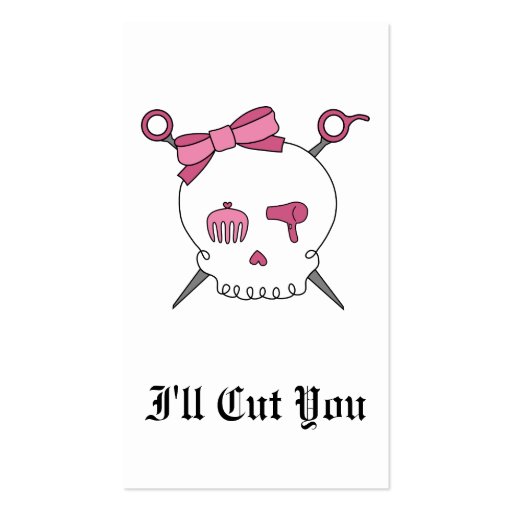 Hair Accessory Skull & Scissors Business Card Template (front side)