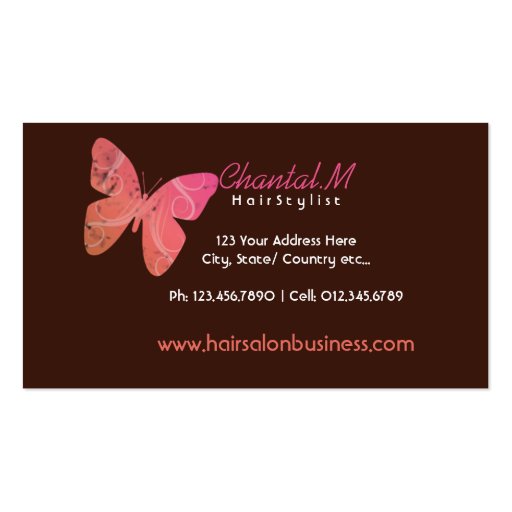 Hair and beauty salon business cards (back side)