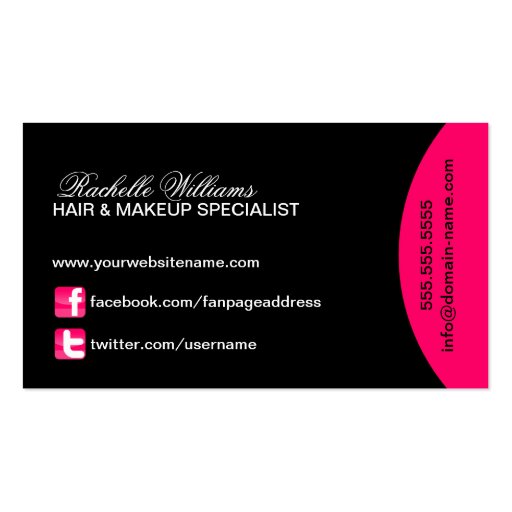 Hair and Makeup Artist Monogram Business Cards (back side)