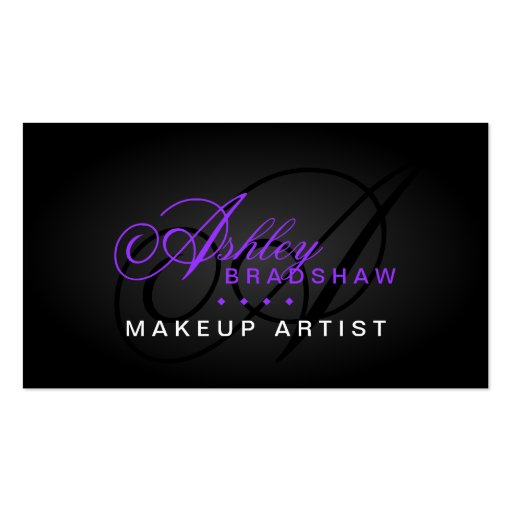 Hair and Makeup Artist Monogram Business Cards (front side)