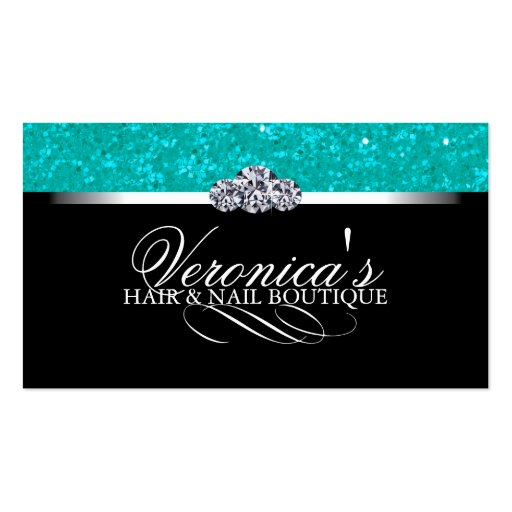 Hair and Nail Salon Glitter Business Cards (front side)