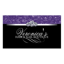 Hair and Nail Salon Glitter Business Cards