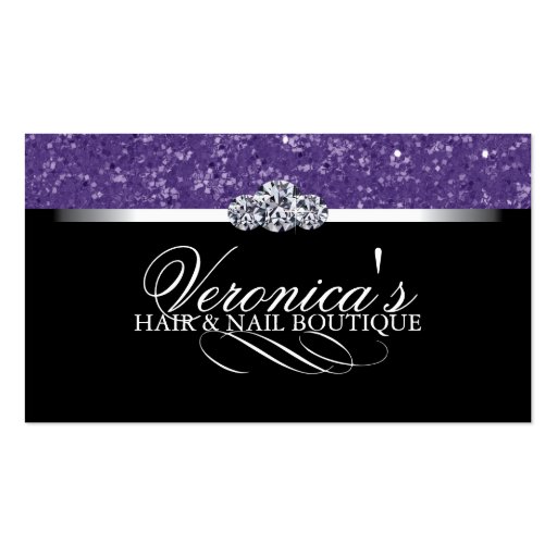 Hair and Nail Salon Glitter Business Cards (front side)
