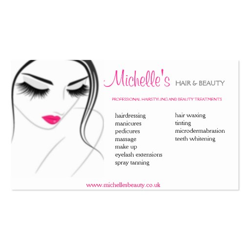 Hair & Beauty salon, business card design (front side)