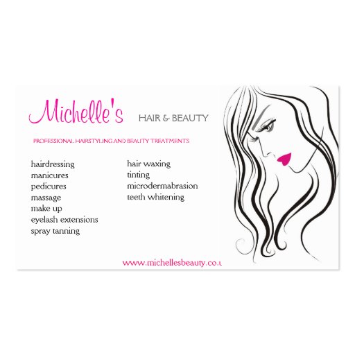 Hair & Beauty salon, business card design (front side)