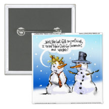 Hair Club For Snowmen Funny Christmas Buttons