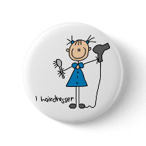 Hair Dresser Stick Figure Button