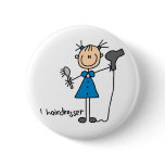 Hair Dresser Stick Figure Button