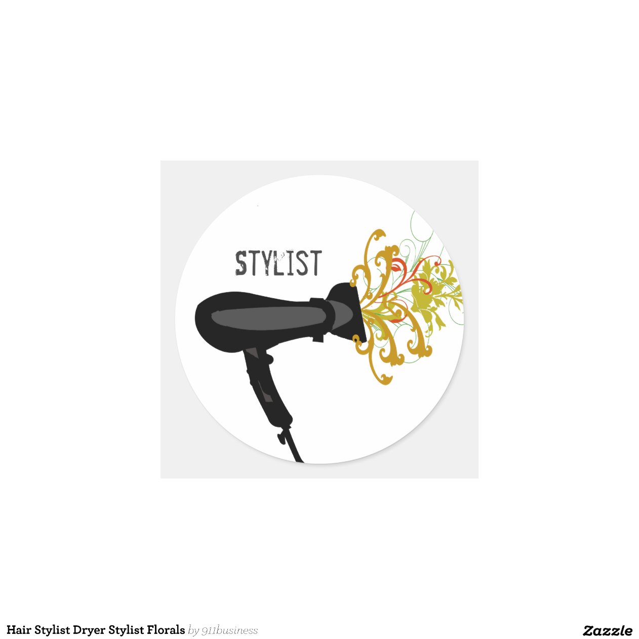 Hair Dryer with Flowers Sticker Zazzle