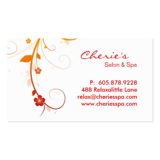 Hair / Nail Salon Floral Swirls business card (back side)