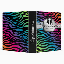 Hair Salon Appointment Book Zebra Rainbow Jewelry binders