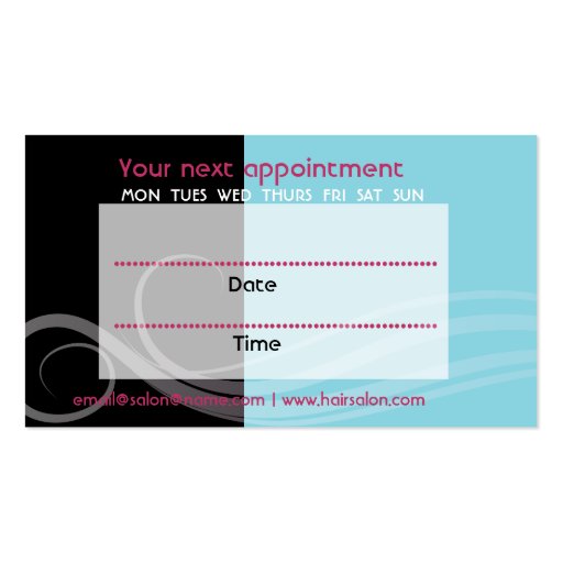 Hair salon appointment business cards (back side)
