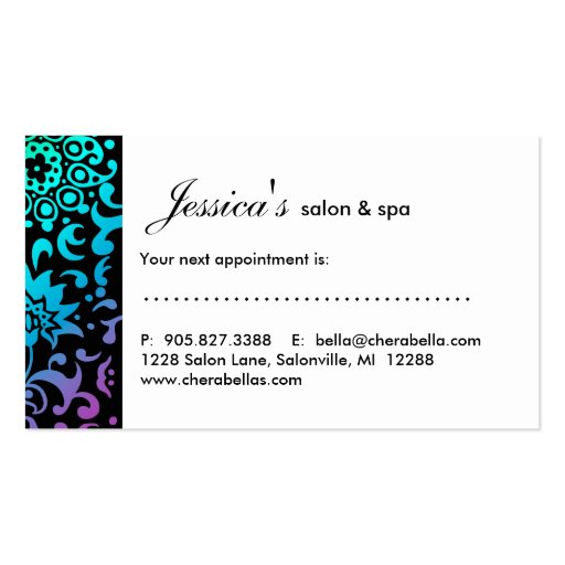 Hair Salon Appointment Card Floral Woman Business Card Templates (back side)