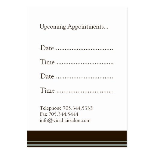 Hair Salon Appointment Cards Business Card Template (back side)