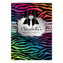 Hair Salon Brochure Greeting Card Rainbow Zebra cards