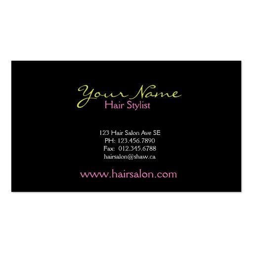 Hair Salon business card (back side)