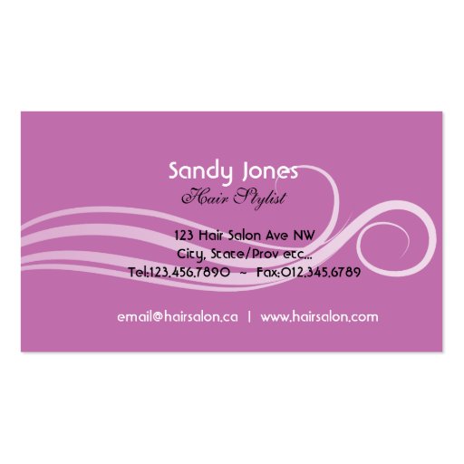 Hair salon business card and appointment card (back side)