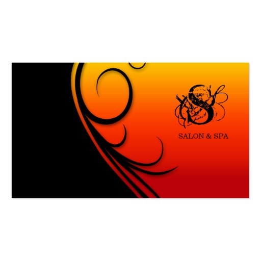 Hair Salon Business Card Swirl Red Black Orange