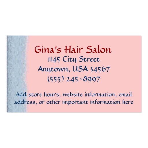 Hair Salon Business Card Templates (back side)